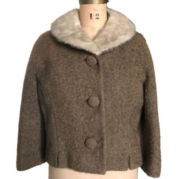 Vintage 50s Eatons fur collar jacket blazer, union made - Picture 1 of 16